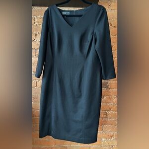 Jones New York - 3/4 Sleeve Black V Neck Dress - Size 12